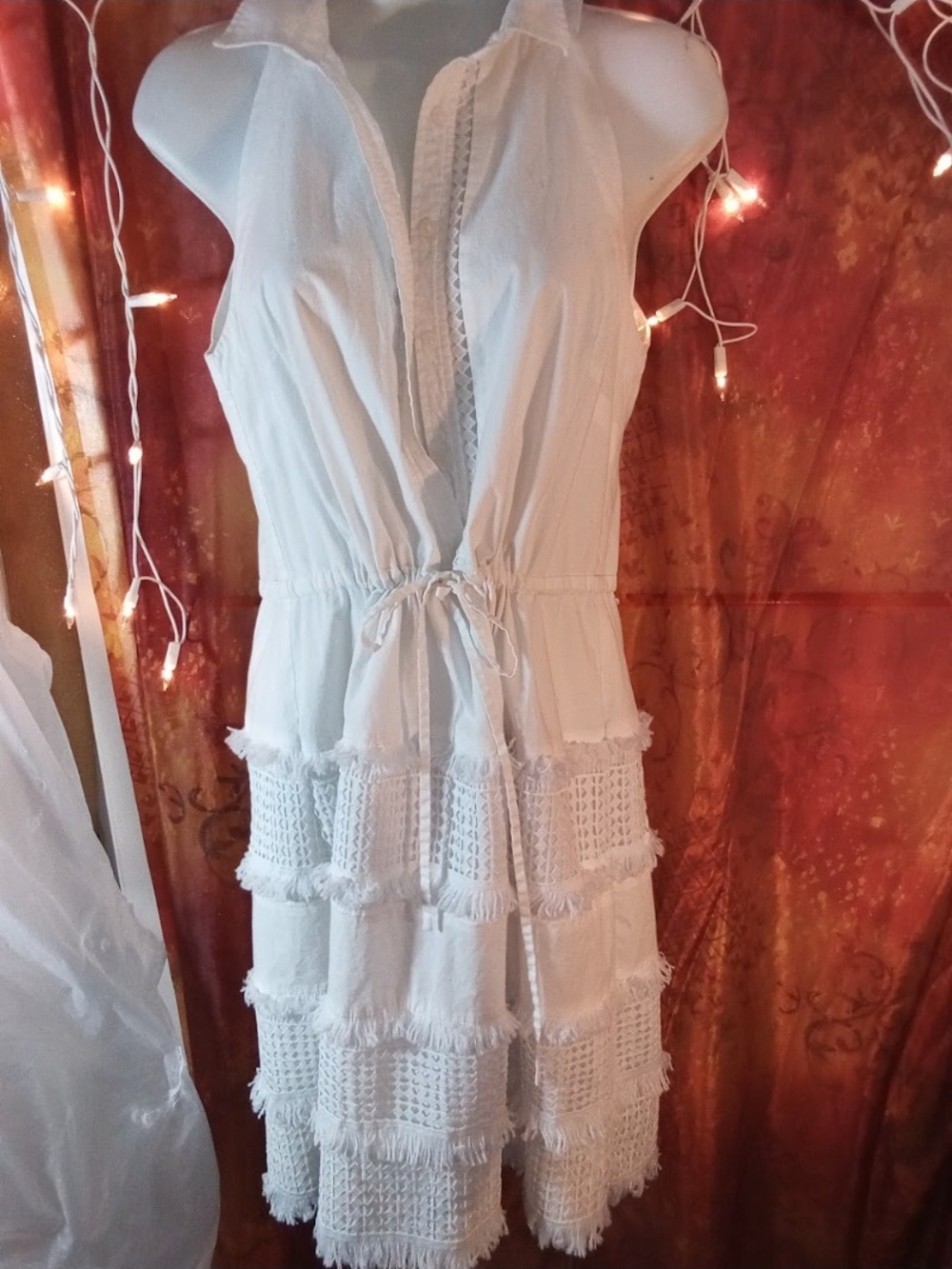 Cinq a Sept - White Tiered Crochet Midi Dress